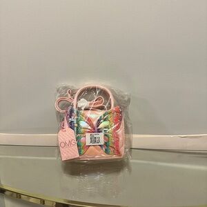NWT OMG Accessories Pink Sparkling Butterfly Handbag